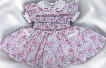Floral smocked dress with pockets ( matching romper available )