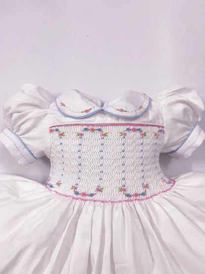 Luxe White smocked back and front