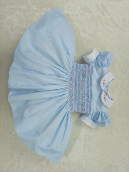 Baby blue smocked back and front