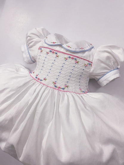 Luxe White smocked back and front