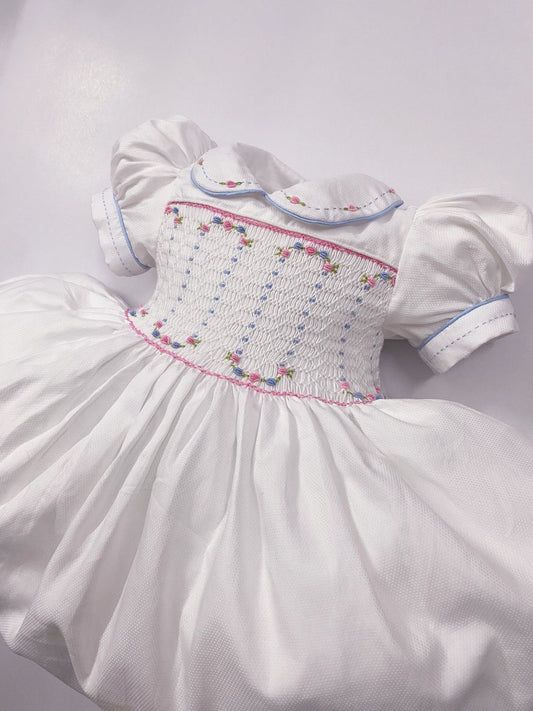 Luxe White smocked back and front
