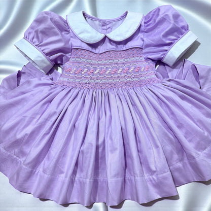 Lilac with pink smocked back and front