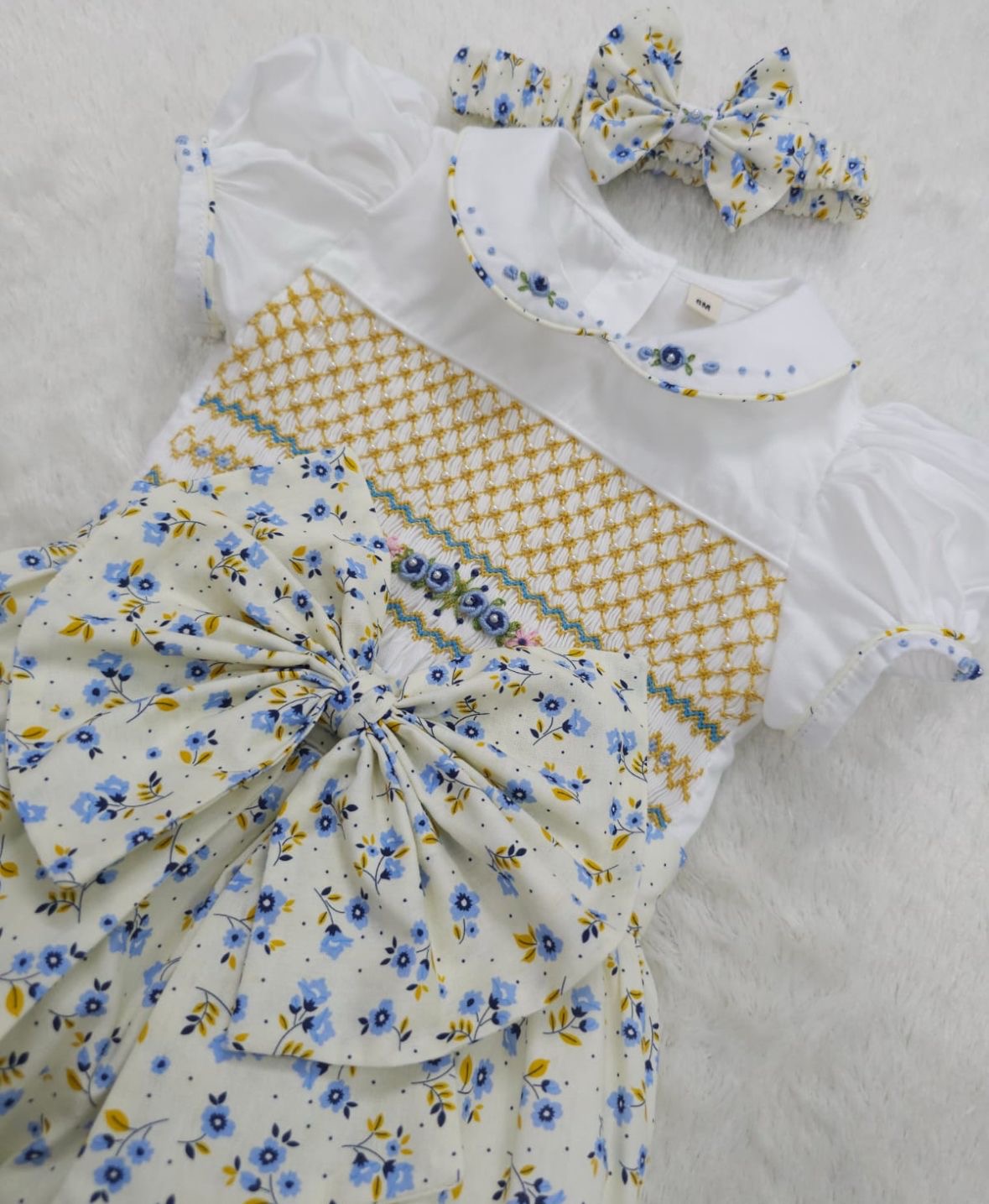 Summer floral smocked romper