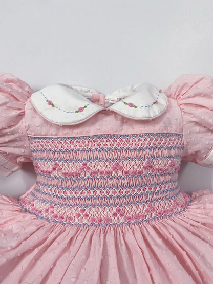 Pink Luxe Swiss dot smocked dress ( matching romper available)