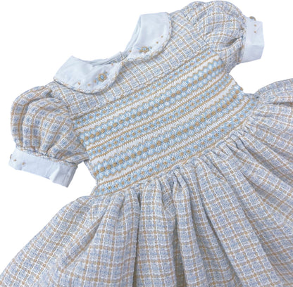 Tweed smocked dress ( matching boys suit available )