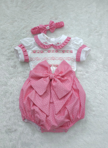 Pink polkadot romper ( got matching dress available )