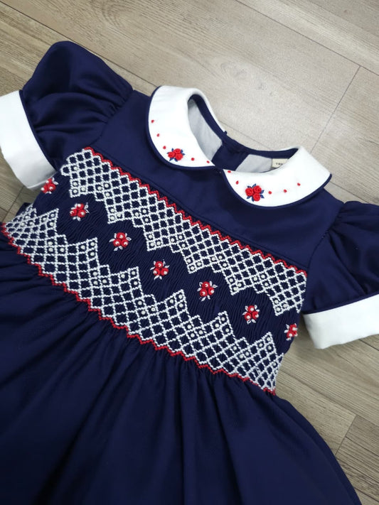 Navy and red smocked back and front ( got matching boys suit ) PRE ORDER HERE IN 2-3 WEEKS