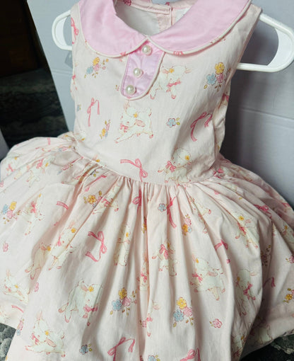 Sleeveless vintage Easter dress with detachable pinny
