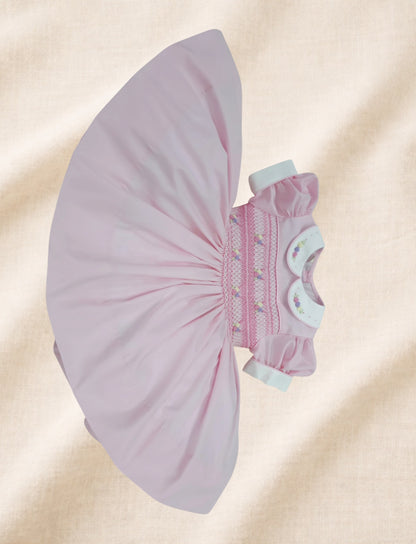 Pink and pastel hand smocked back and front dress