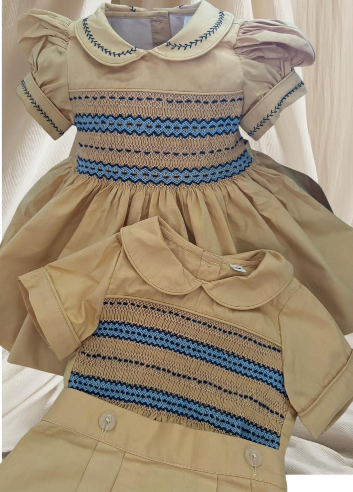 Tan and blue boys suits ( there’s matching dresses available )