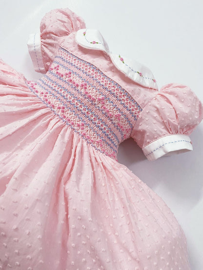 Pink Luxe Swiss dot smocked dress ( matching romper available)