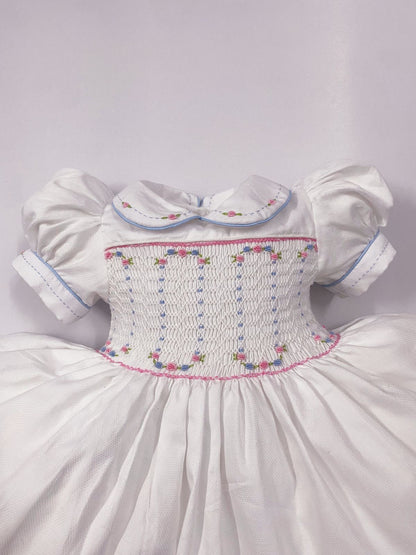 Luxe White smocked back and front