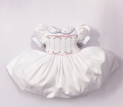 Luxe White smocked back and front