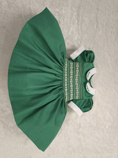 Green with cream smocking PRE ORDER HERE IN 3 WEEKS