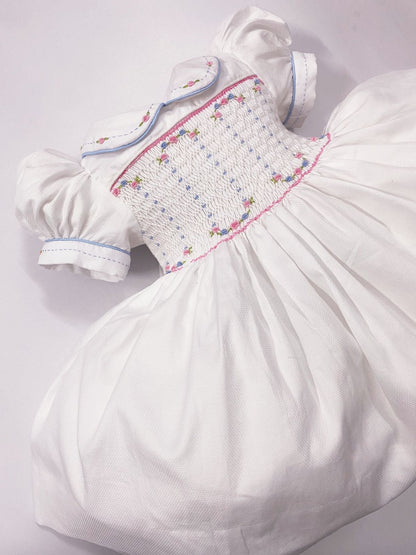 Luxe White smocked back and front