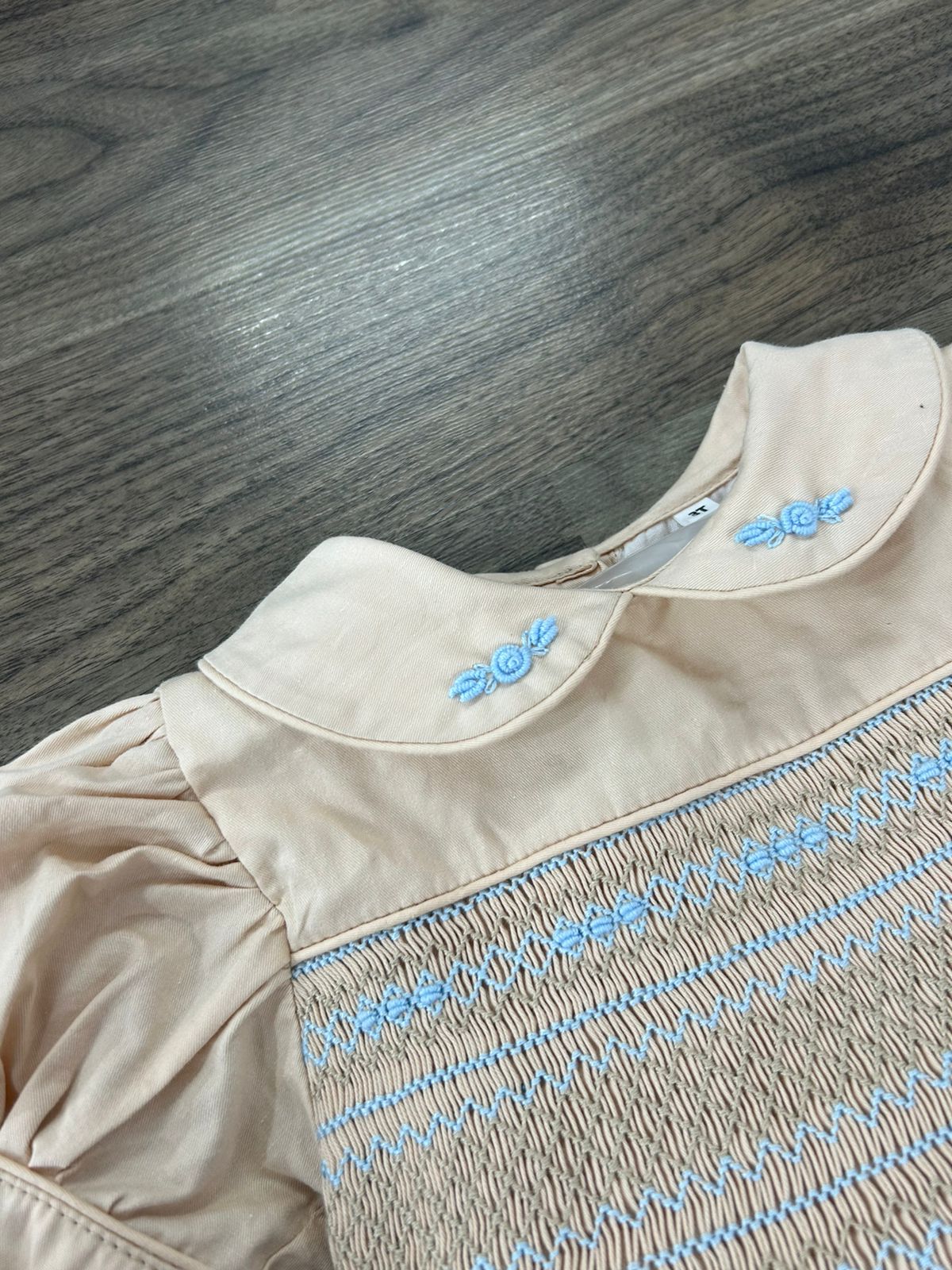 Girls nude and baby blue smocked dress