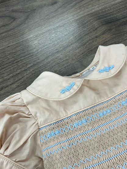Girls nude and baby blue smocked dress