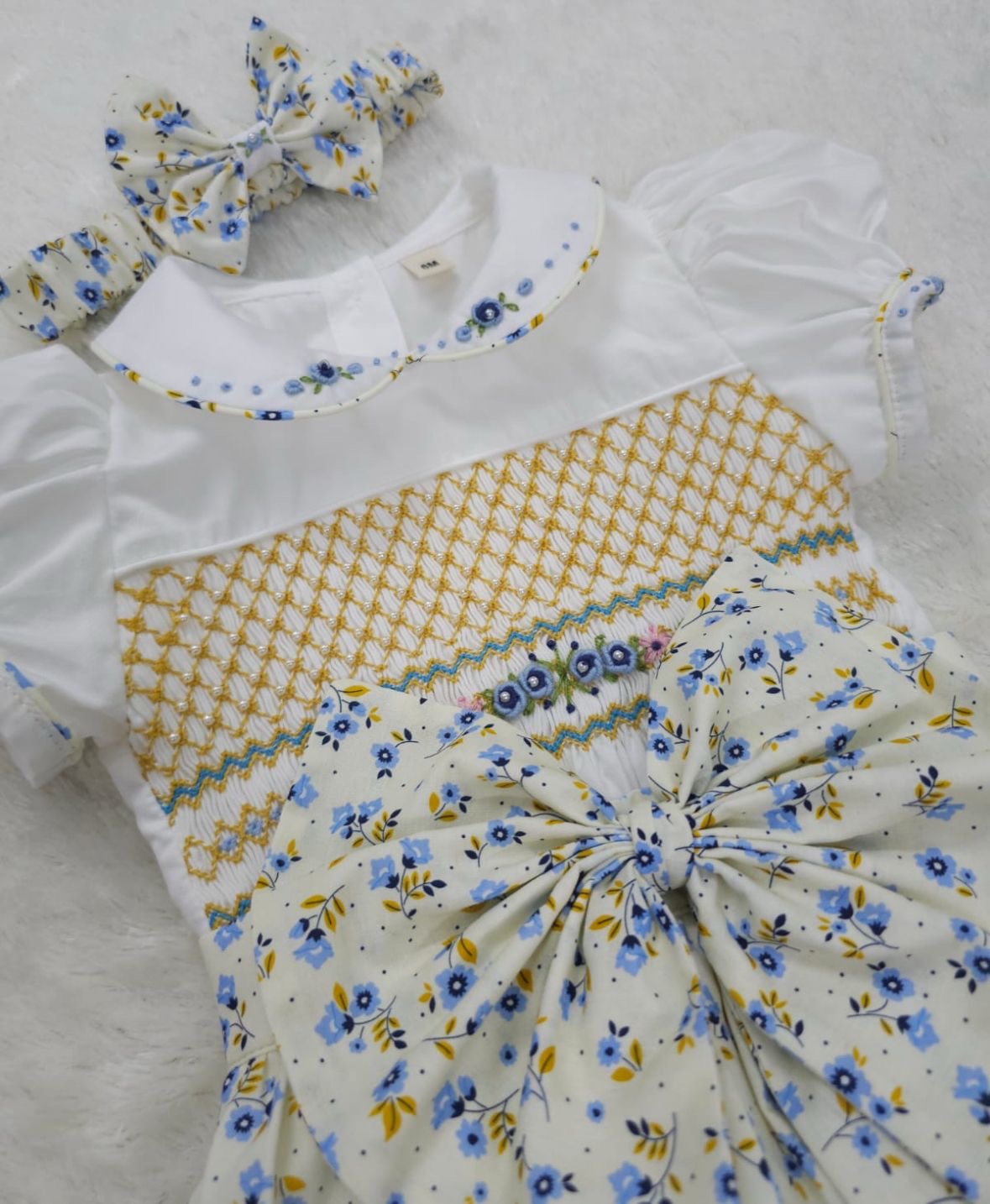 Summer floral smocked romper