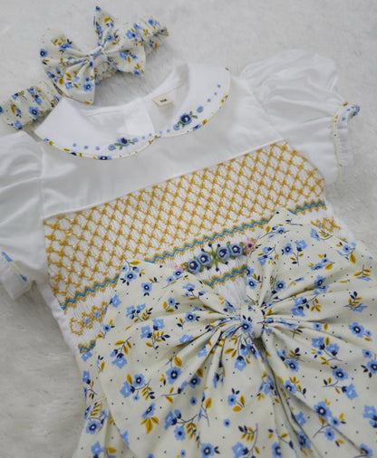Summer floral smocked romper