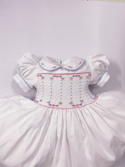 Luxe White smocked back and front