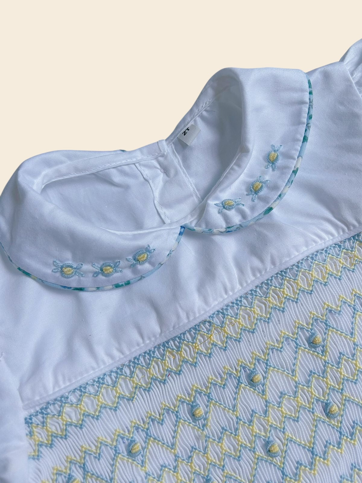 Blue Floral Hand-Smocked Romper