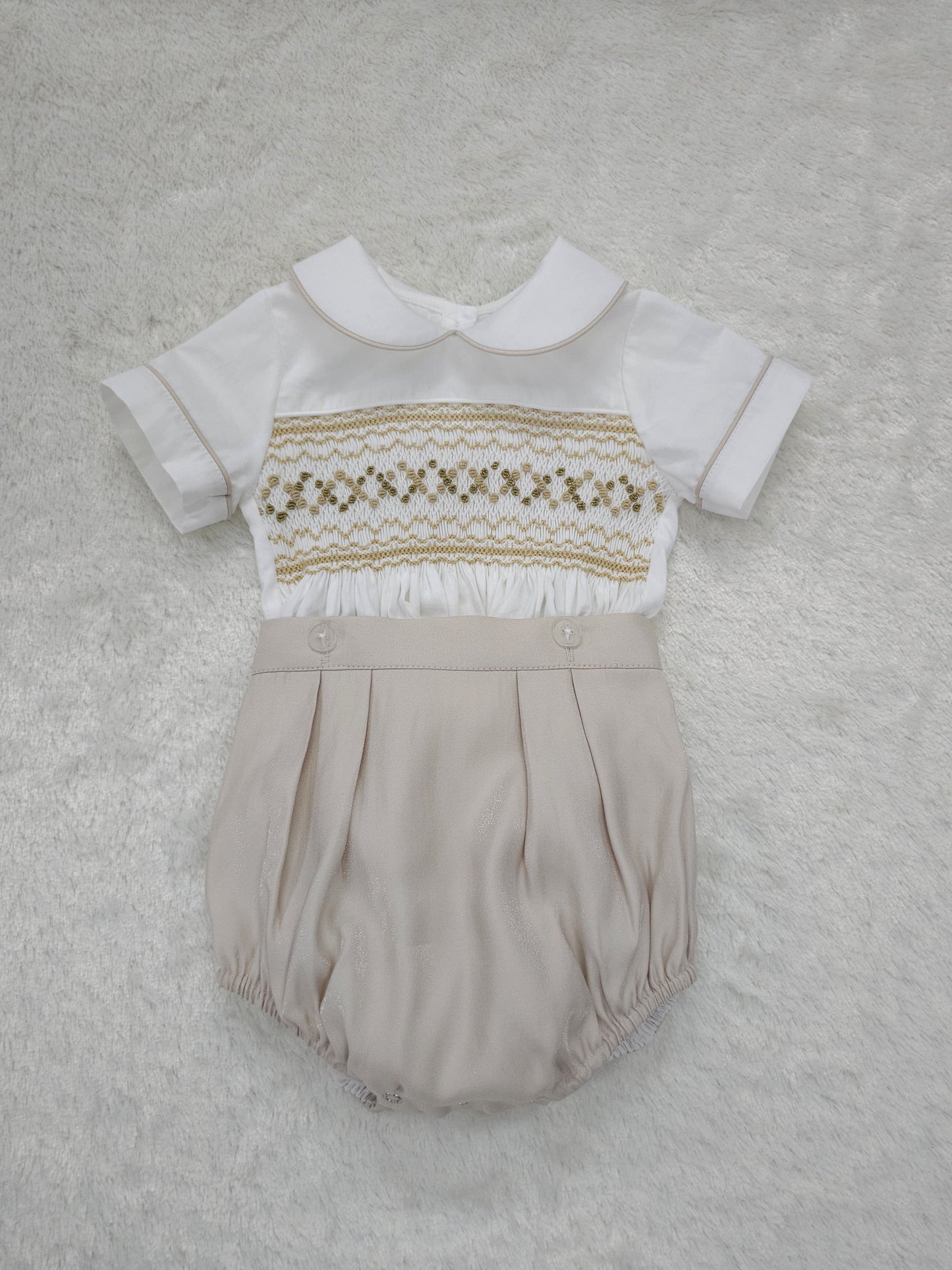 Boys gold smocked suit ( got matching dress available )