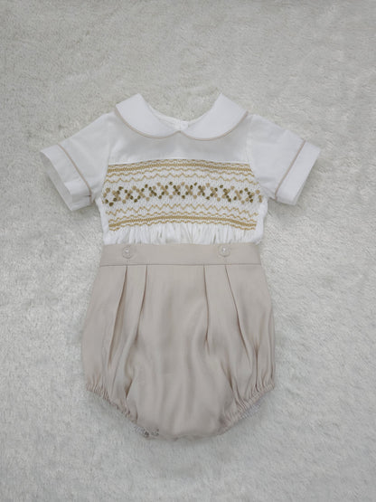 Boys gold smocked suit ( got matching dress available )