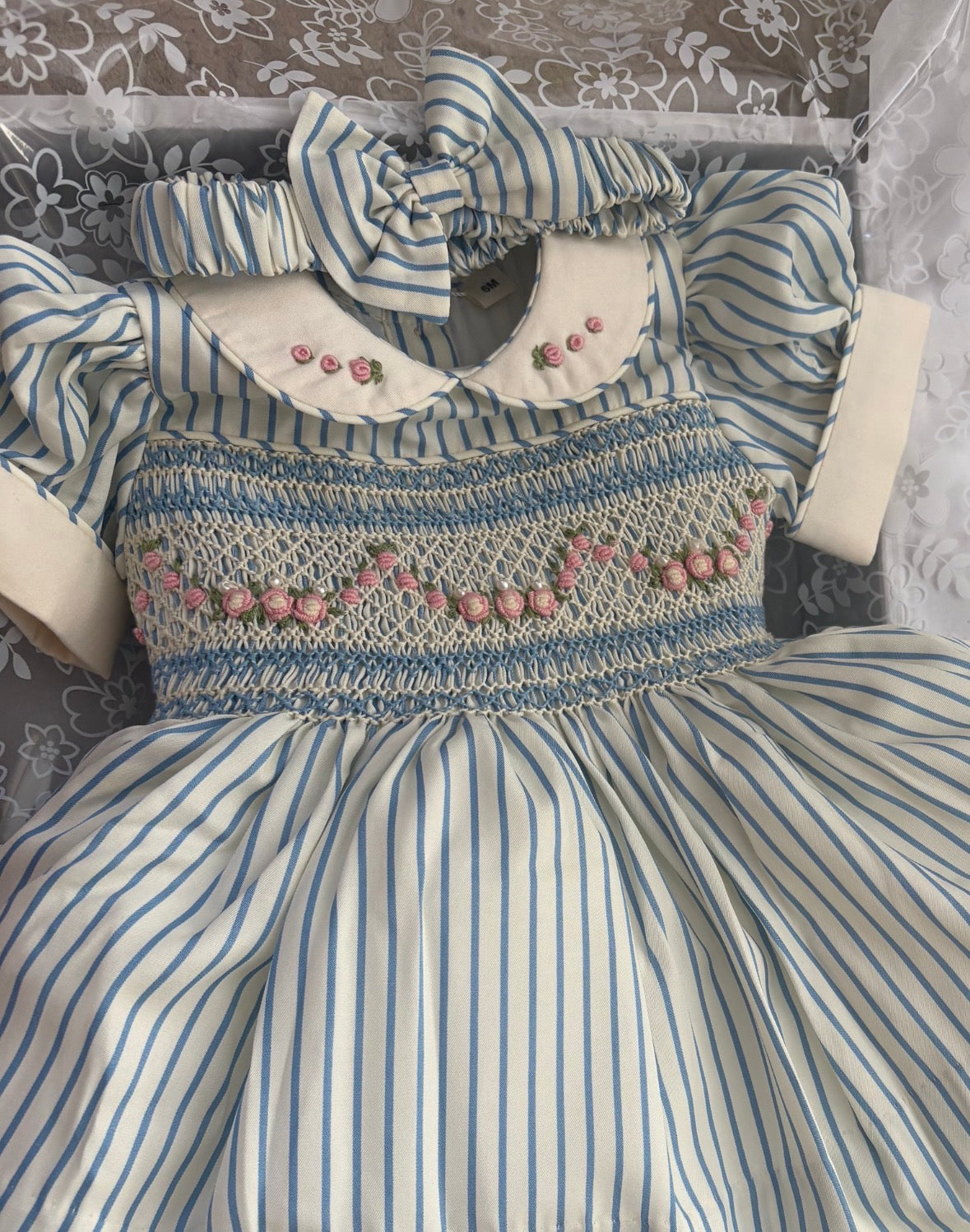 Blue Stripe Hand-Smocked Dress