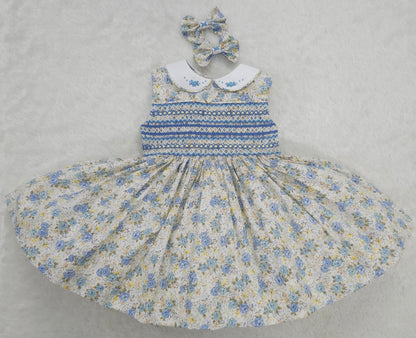 Blue floral sleeveless dress