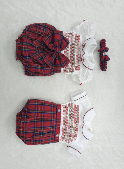 Tartan boy suit PRE ORDER HERE IN 2 WEEKS ( got matching girls romper available and dress )