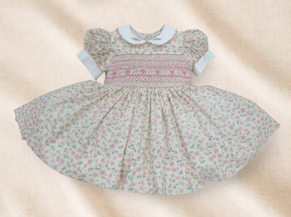 Soft Pink Vintage Style Hand-Smocked Back & Front Dress (Pre Order)