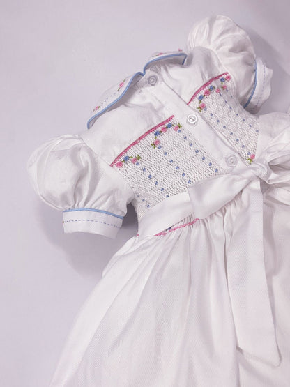 Luxe White smocked back and front