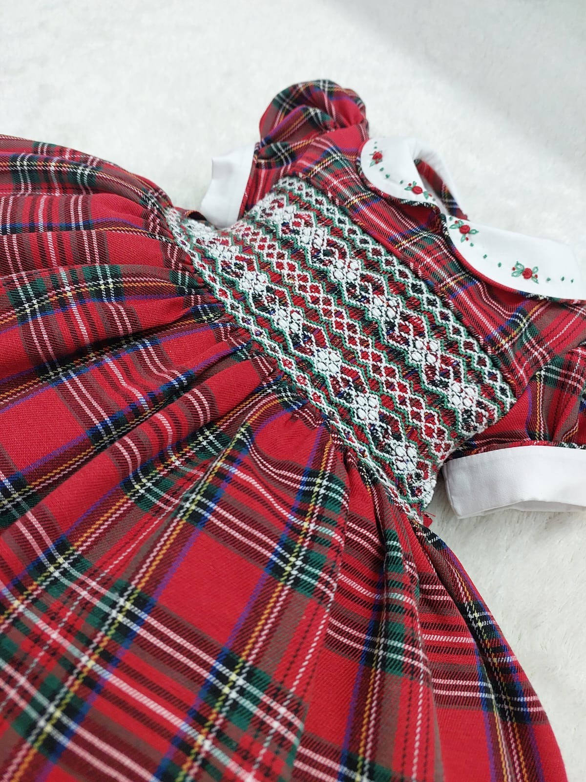 Red Tartan smocked Dress