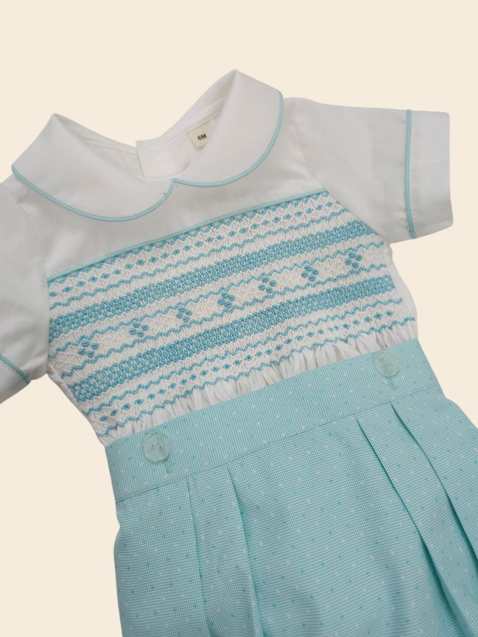Mint/Turquoise hand smocked boys suit ( got matching dress available )