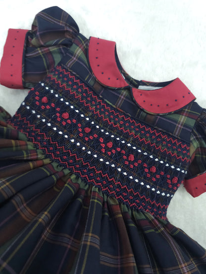 Girls' Traditional Tartan Hand-Smocked Dress