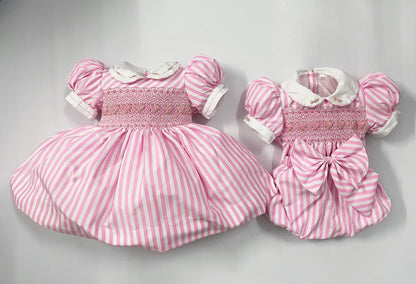 Pink luxe stripe smocked dress ( matching romper available )