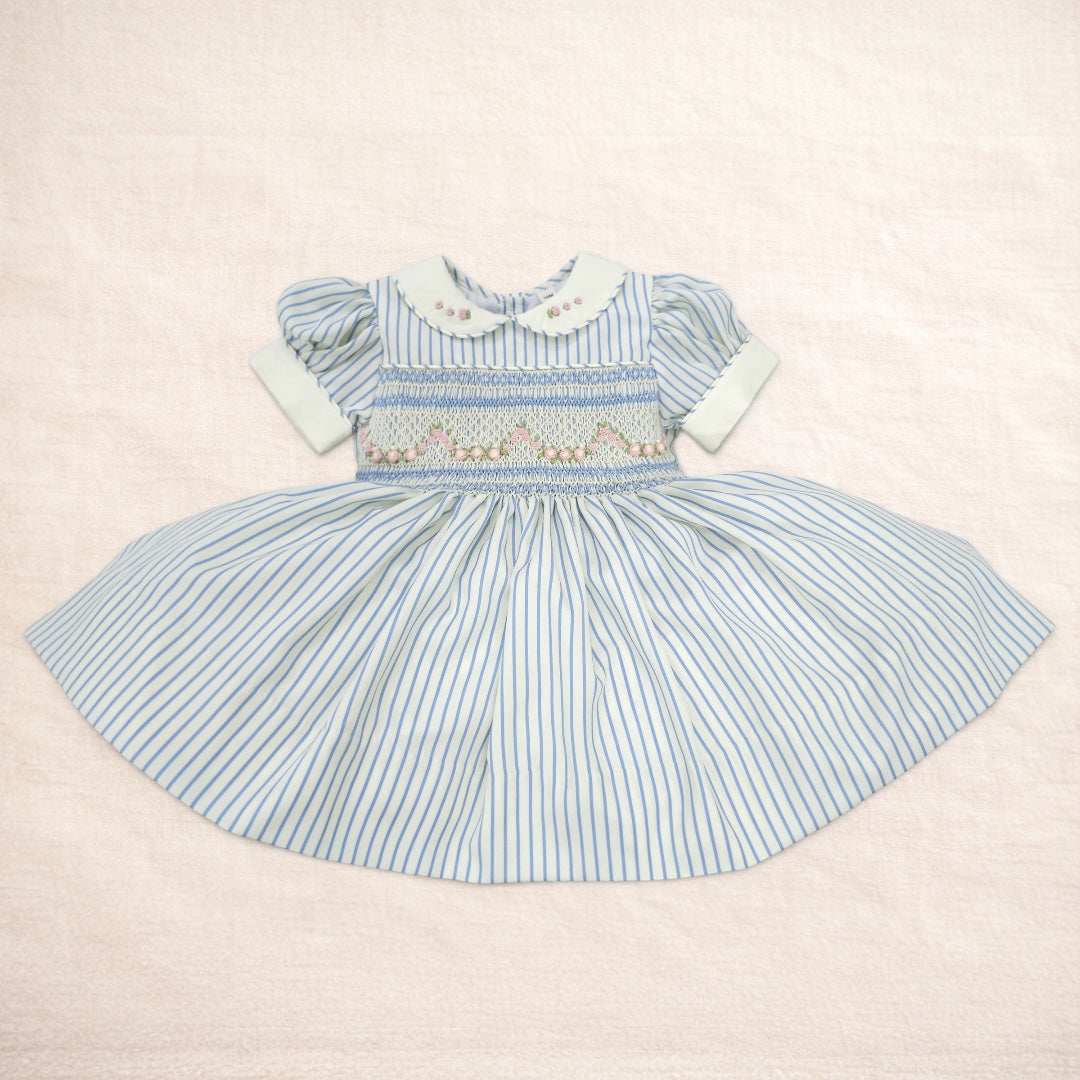 Blue Stripe Hand-Smocked Dress