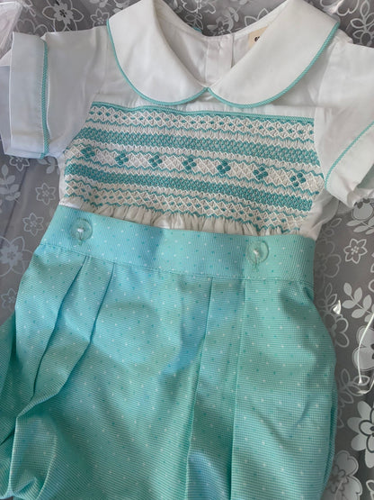 Mint/Turquoise hand smocked boys suit ( got matching dress available )