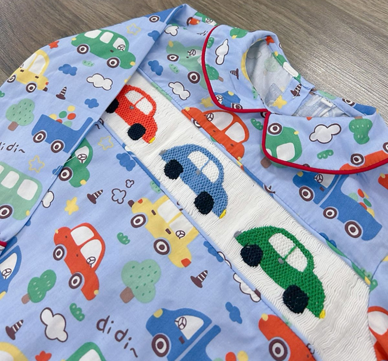 Boys smocked car jarmas