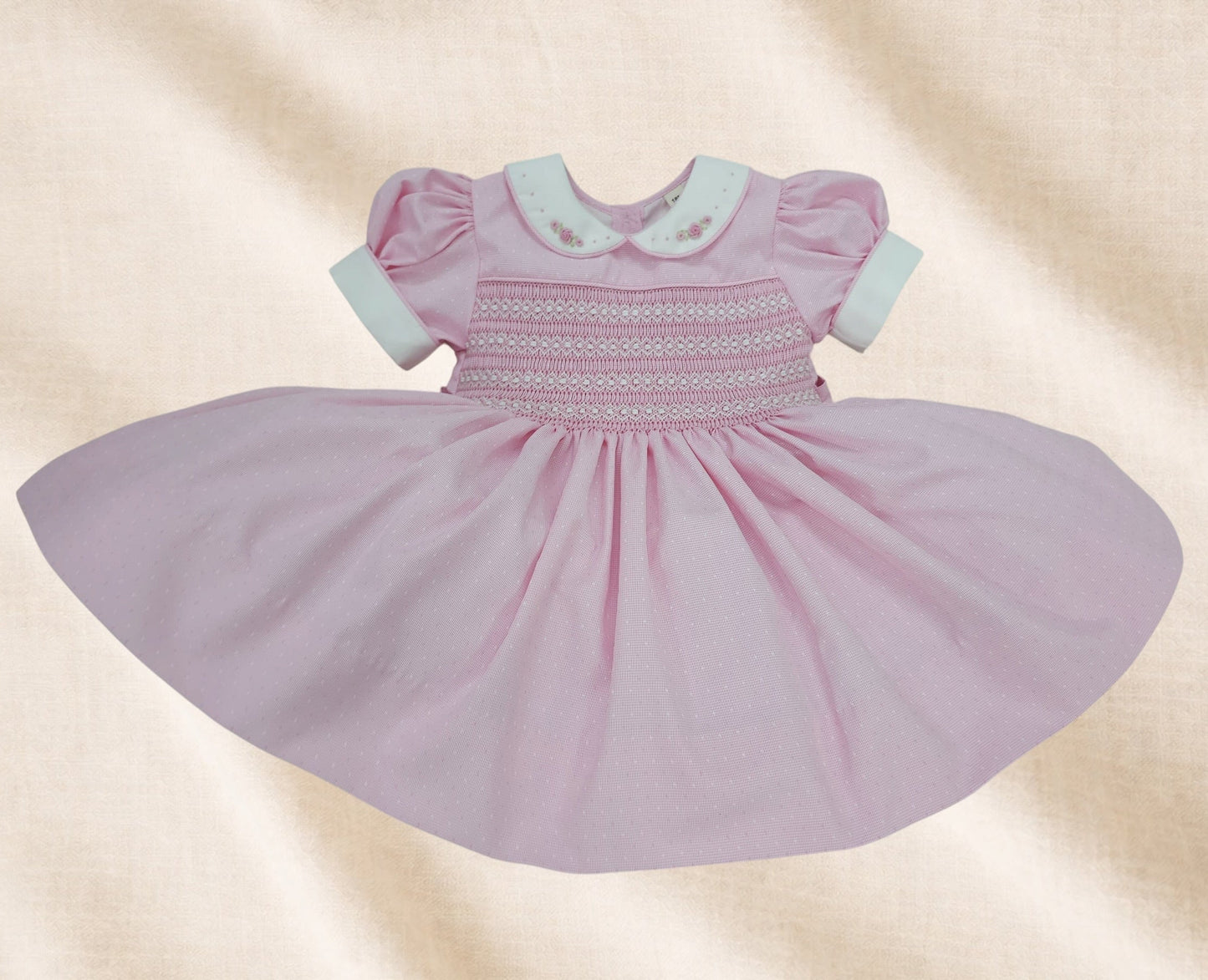 Pink Rose Hand-Smocked Dress