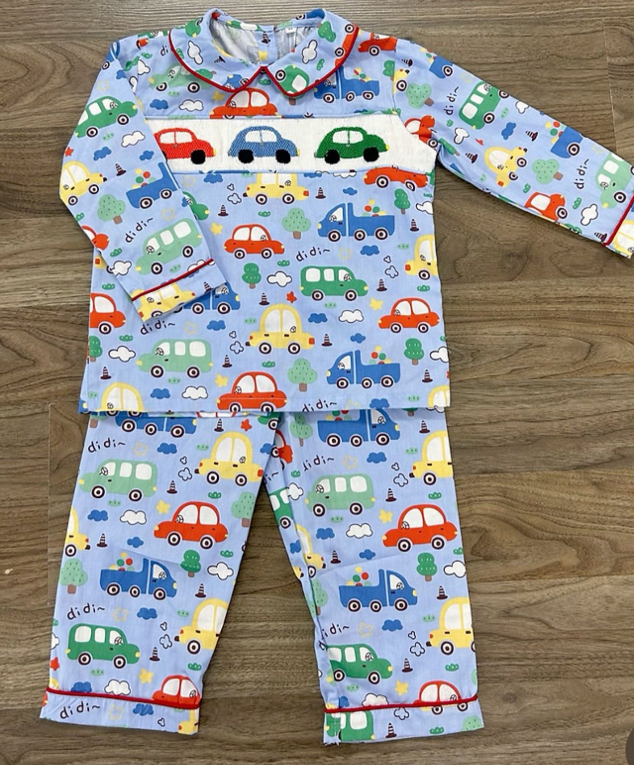 Boys smocked car jarmas