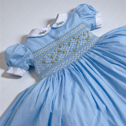 Blue with hearts smocked dresses ( got matching boys suit available )