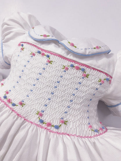 Luxe White smocked back and front