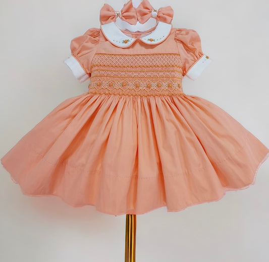 Peach smocked back and front Dress