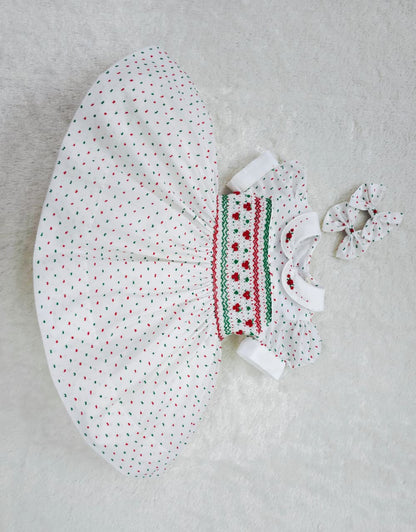 White Swiss dot with red & green