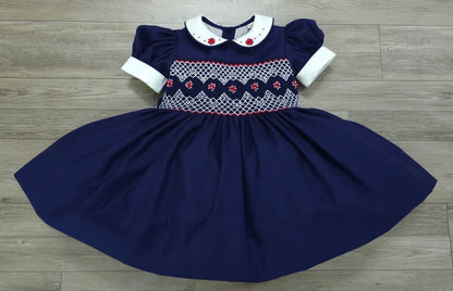 Navy and red smocked back and front ( got matching boys suit ) PRE ORDER HERE IN 2-3 WEEKS