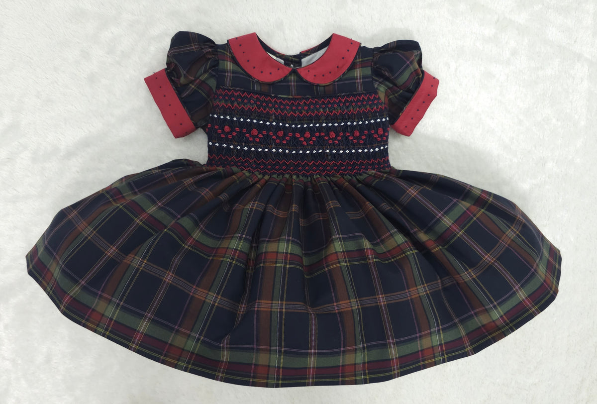 Girls' Traditional Tartan Hand-Smocked Dress