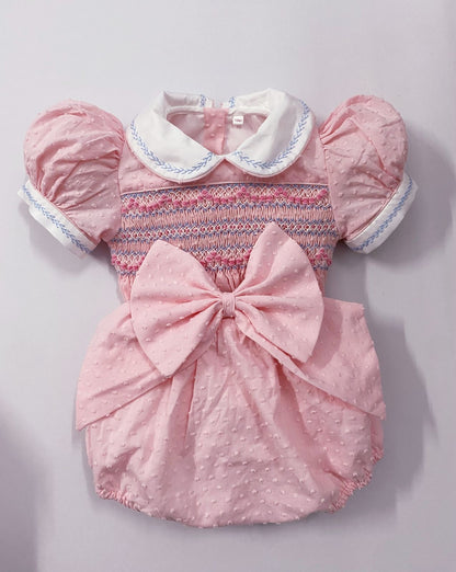 Pink Luxe Swiss dot smocked dress ( matching romper available)
