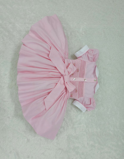 Pink smocked back and front