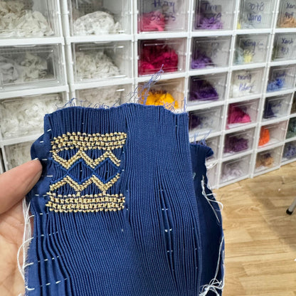 Navy with gold smocking dress ( matching boys suit available )